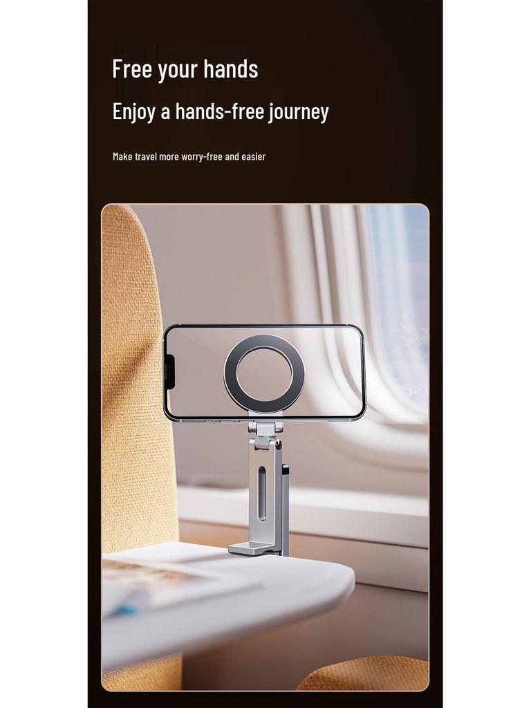 Aluminum Alloy Folding MagSafe Phone Stand - Portable, Magnetic, Tripod for Travel & Live Streaming