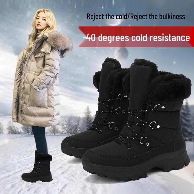 Damskie wszechstronne śniegowce z podszewką z polaru: Ciepłe, antypoślizgowe, pogrubione na jesień i zimę, moda outdoorowa.