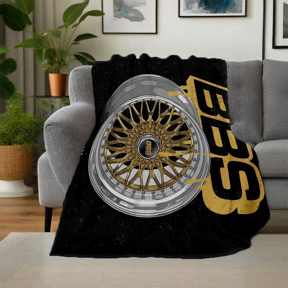 "Gold BBS Wheel with Crown Logo LP Designs"Blanket Flannel Throw Blanket for Sofa, Bed, Travel, Camping, Office, Couch, Chair, And Bed Gift