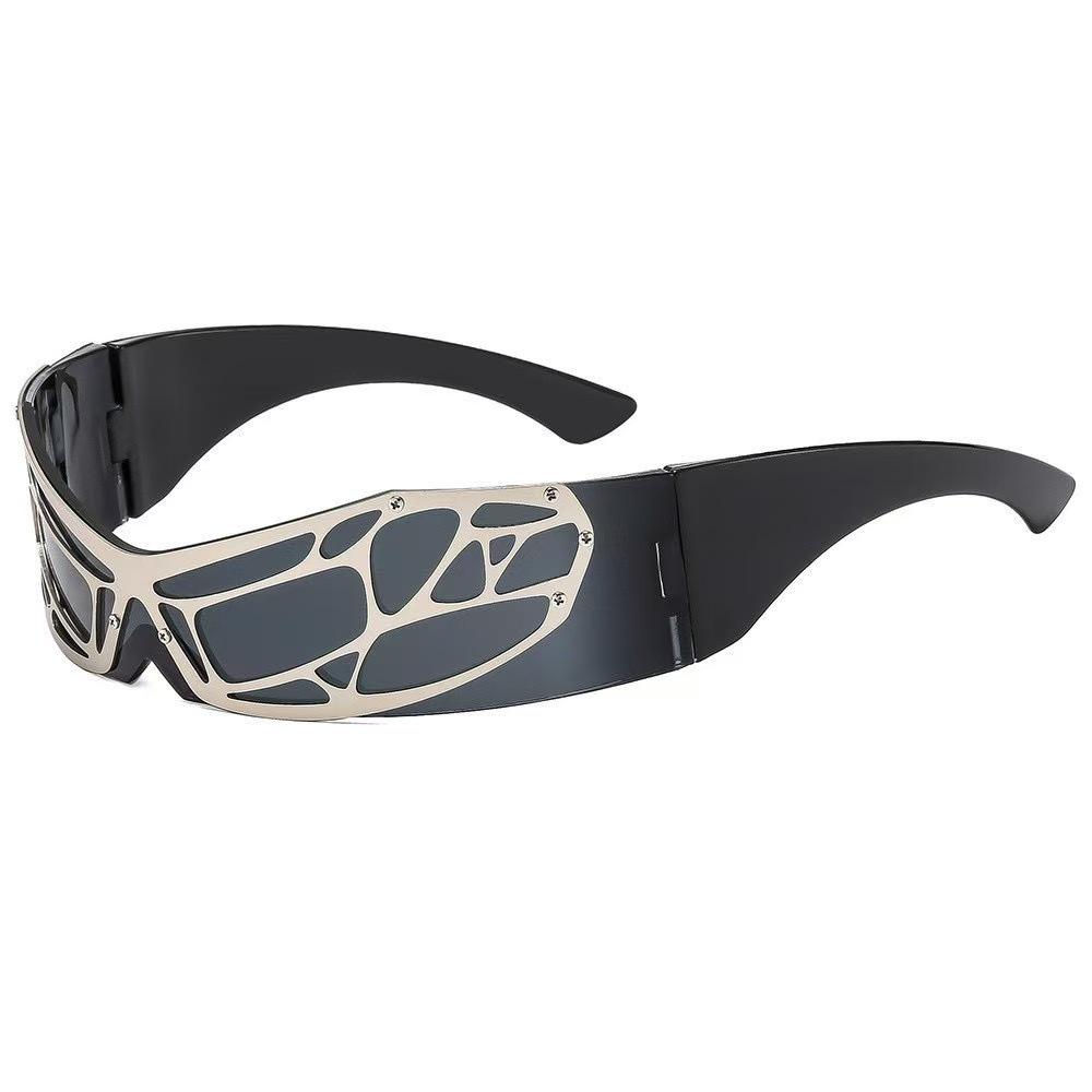 Trendy Rimless Metal Decorated Futuristic Sunglasses