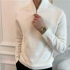 Men Half Zipper Long Sleeve Solid Color Business Fitted Knit Sweater Bottoming Shirt