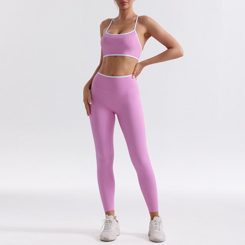 

Комплект для йоги на бретелях с эффектом «обнажённой кожи»: Женский спортивный бюстгальтер с открытой спиной и леггинсы с эффектом лифтинга бедер Small