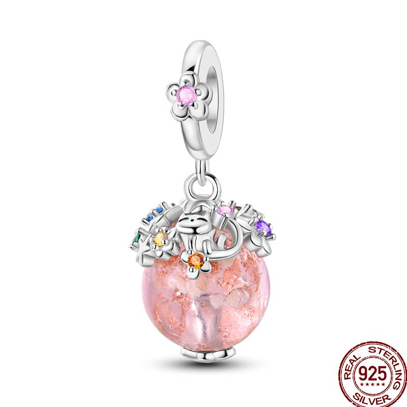 Copper Pink Puppy Flower Bird Pink Charm Beads Suitable For 3Mm Original Bracelet Diy Jewelry Gift