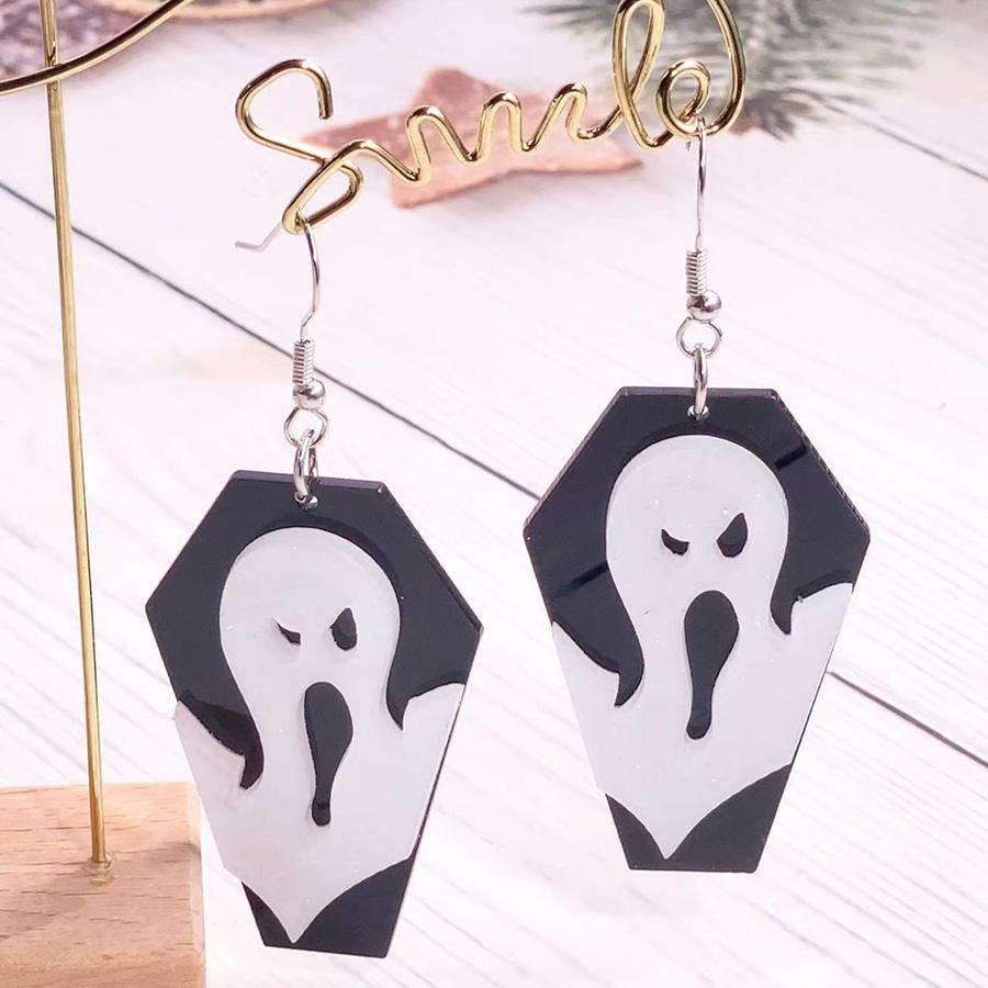 Noter New 3 Styles Halloween Funny Earrings For Women Pumpkin Ghost Acrylic Pendant Hoop Orejeras Leisure Versatile Accessories
