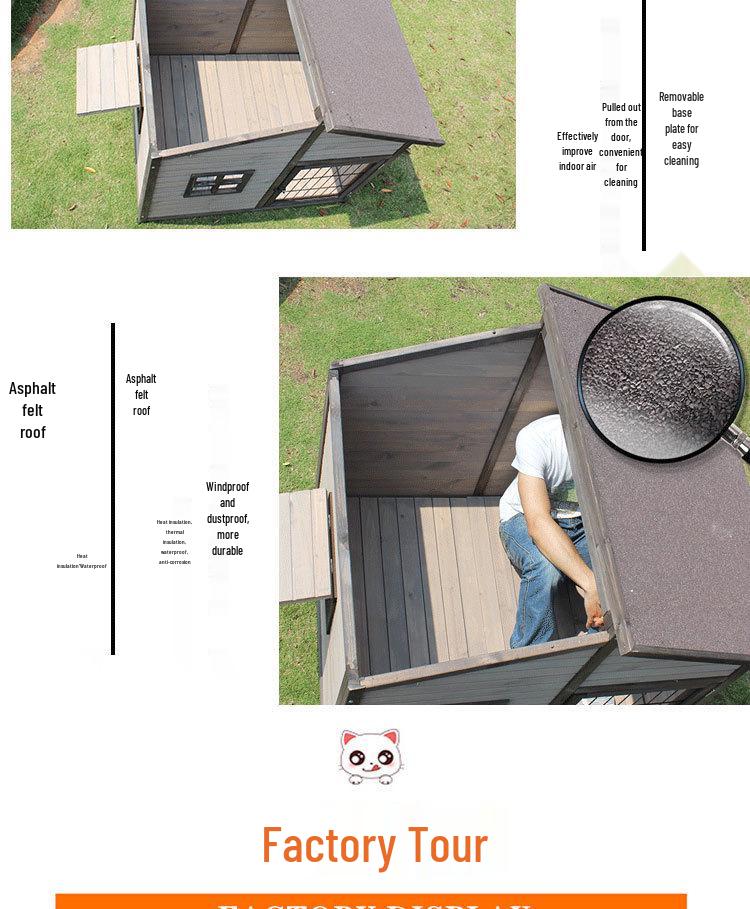 Rainproof Wooden Dog House for Large and Medium Dogs