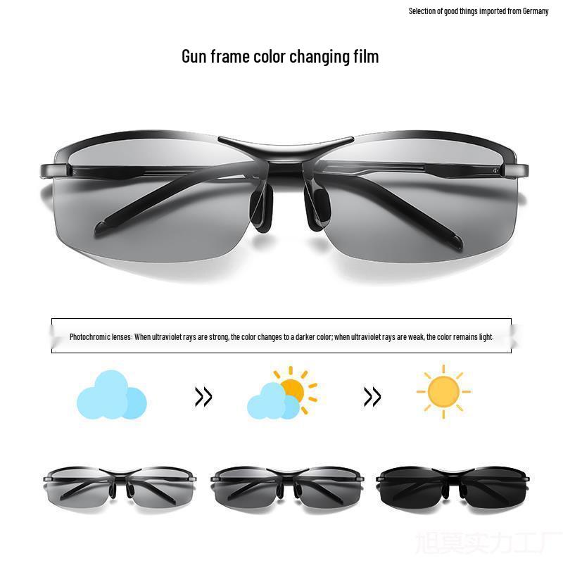 German Men's Polarized Photochromic Sunglasses for Day/Night Cycling & Fishing - Anti-Glare