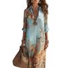 Vintage Chiffon Print Dress With Splicing Design For Casual Travel And Date Nightwear