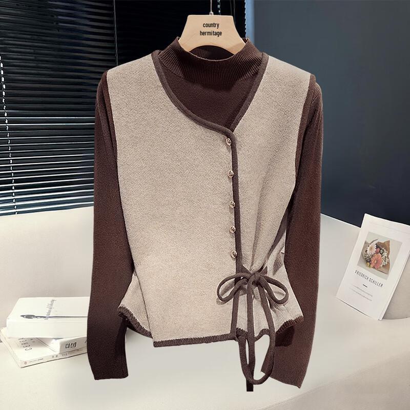 

Женский вязаный жилет Sibaisha с цветовыми блоками One Size