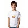 European Size Childrens Round-neck Short-sleeved T-shirt with Cartoon-like Spiral Pattern Print