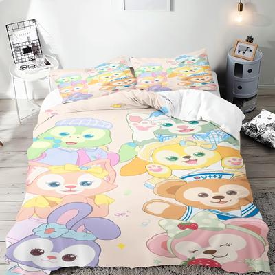 Stellalou Duffy 3D Kinder-Paarbett Bettwäsche-Set Niedliche Bedruckte Cartoon-Bettbezug Polyester Bettdecken-Set Einzelbett King-Size