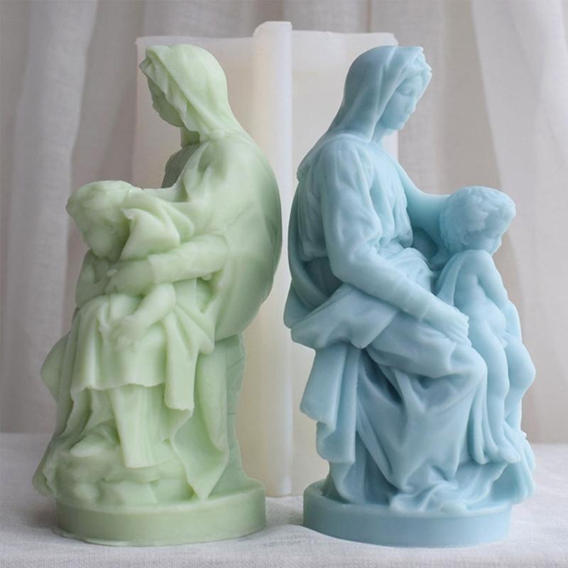 Candle Moulds 3D The Virgin-Mary to Hold Kid Silicone Mold Plaster-Resin Mold Virgin-Scented Candle Epoxy Mold DIY Art