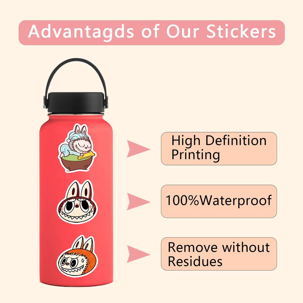 55/110 Labubu Rabu Stickers Cartoon Japanese Cartoon Mobile Phone Water Cup Decoration Waterproof Stickers
