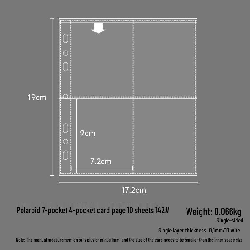 A4/A5 HD Transparent 4-Pocket Refill Pages for Star Cards - Thickened Inserts for 3-Inch Photo Card Albums