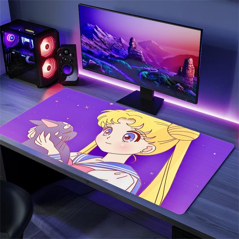 Cuscino con Stampa Sailor Moon Antiscivolo Tappetino Grande Mousepad per Laptop/Tablet XXL Tappetino per Mini PC con Bordo Bloccato