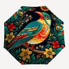 1pc Floral Bird Automatic Folding Umbrella Compact Lightweight Travel Umbrella with 8-Rib Sturdy Frame, Windproof & Self014