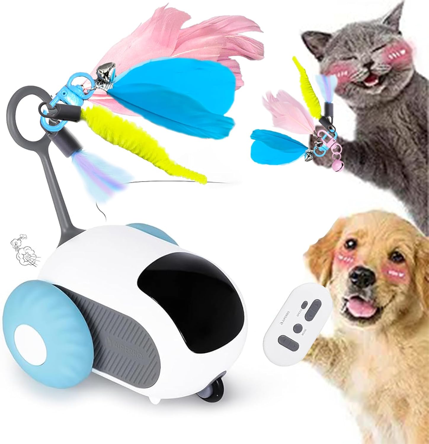 

Interactive cat Toy,Automatic Moving Kitten Toy,New Type of cat Toy Tail,Touch-Activated Kitten Toy for Play,Suitable for Indoor синий