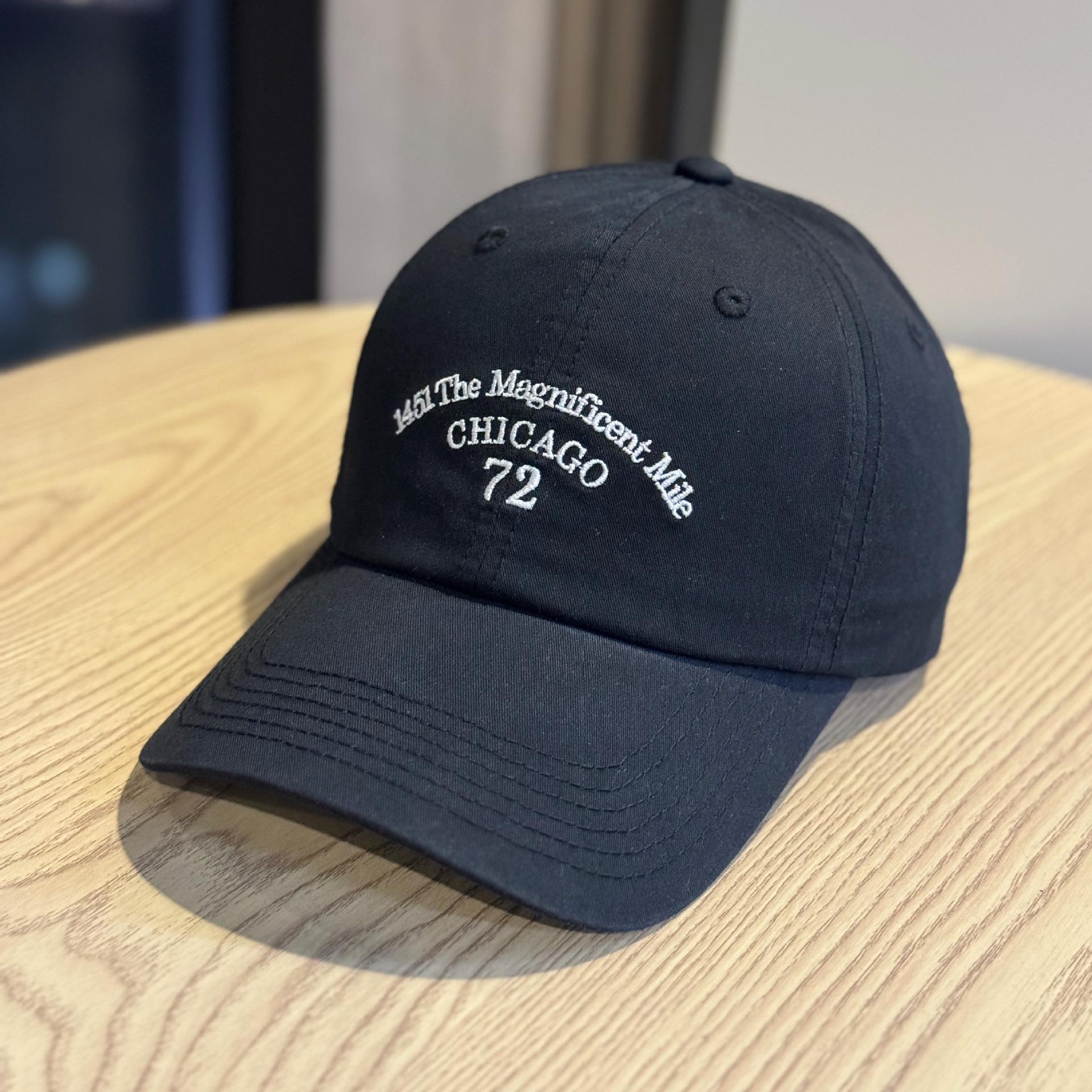 

New American retro letter embroidery deep-fit soft-top baseball cap, sun protection, face-slimming, versatile duckbill cap Adult54-60Adjustable чёрный