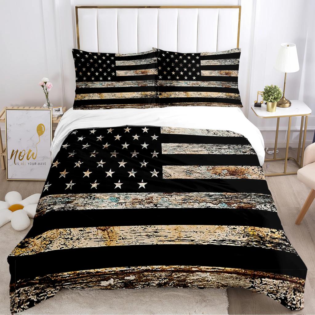 US UK National Flag Digital Polyest Duvet Cover Bedding Sets Soft Quilt Cover and Pillowcases for Teens Single/Double/Queen/King