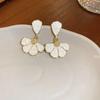 Silver Needle Zircon Star Flower Tassel Stud Earrings - Elegant and Fashionable Women's Accessory