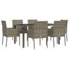 VidaXL Mobilier à dîner de jardin et coussins 7 pcs gris rotin 3185008