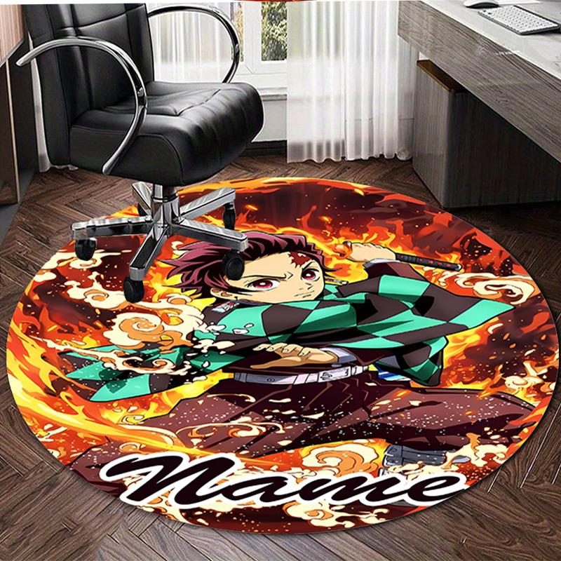 Personalized Demon Slayer Round Chair Office Rug - Perfect for Mat, Office Chair & More - Ideal Gift for Birthdays and Holidays
