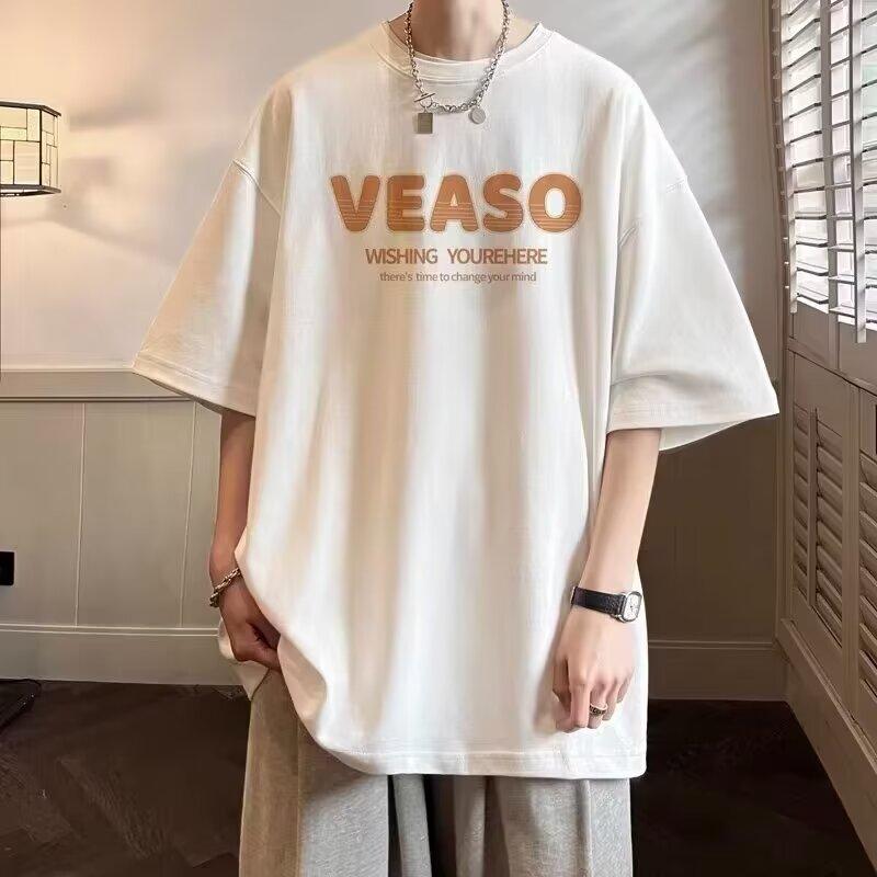 Tričko s krátkým rukávem Pánské Trendy Značka Léto Volný Pětičtvrteční rukáv Trendy Ins Minimalistický tištěný Top