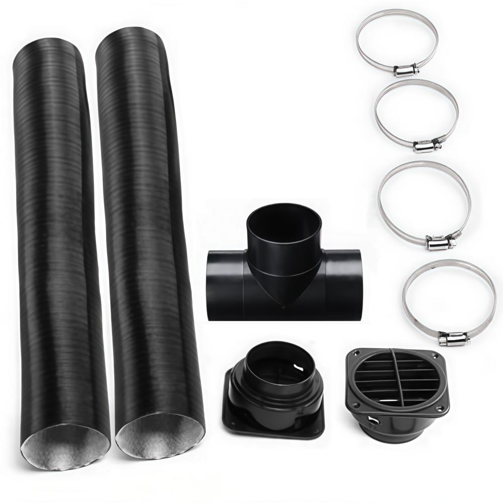 Vehicle Heating System Air Outlet Deflector 60mm with Two Flexible Ducts and T Tee Connector for Stationary Use