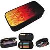 Trousse à crayons Rouge Hot Rod Flamme sur le bord Fond noir pour enfants Boîte à stylos d'école Sac à crayons Fournitures de papeterie Sac porte-stylos