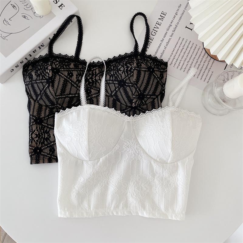 Letní krajkový top s volným zadkem a tílkem