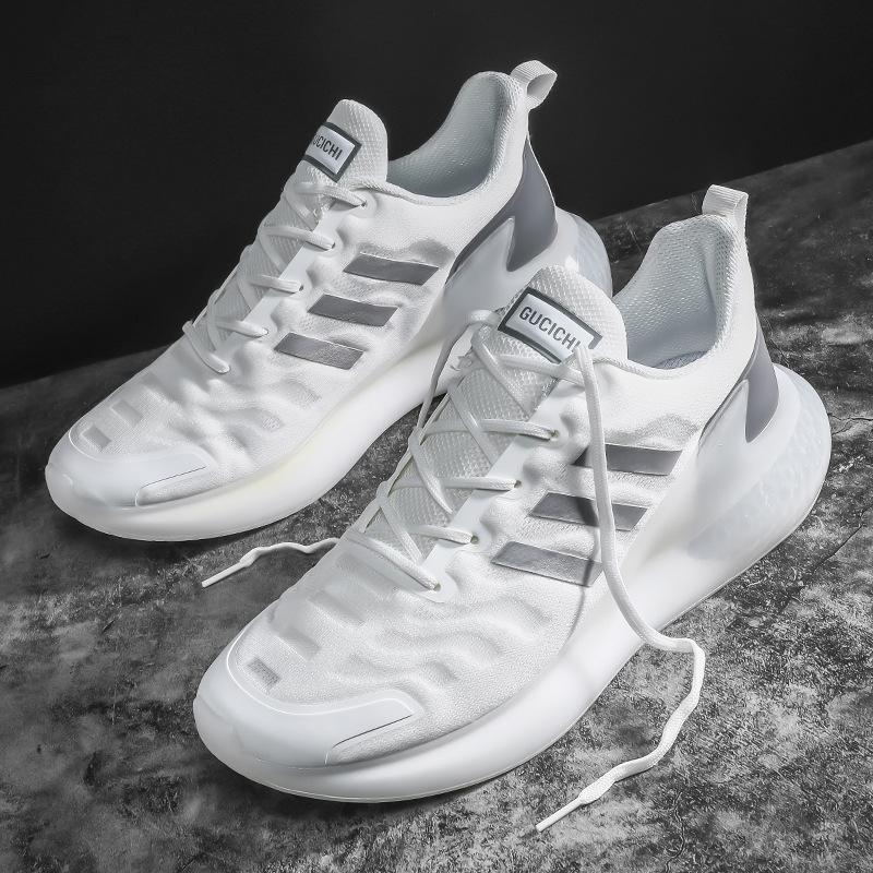 2025 men's running shoes soft-soled shock-absorbing real popcorn casual shoes autumn breathable ice silk mesh sneakers