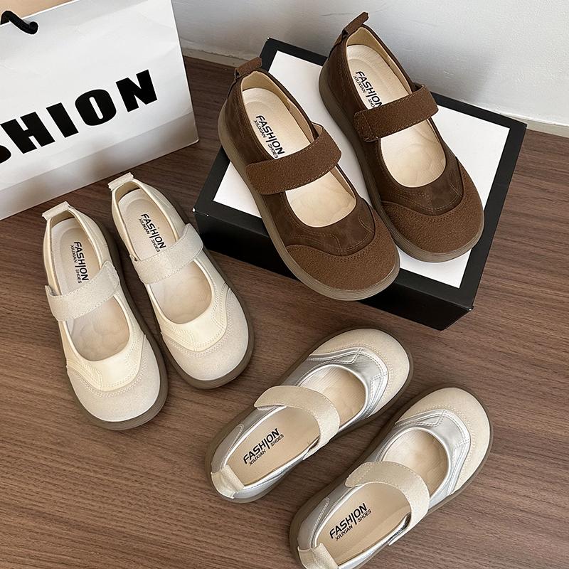 Fashion Round-toed Versatile Flat Marie Jean Single Shoes for Women  New Style French Soft Sole Small Leather Shoes To Pair with Skirts