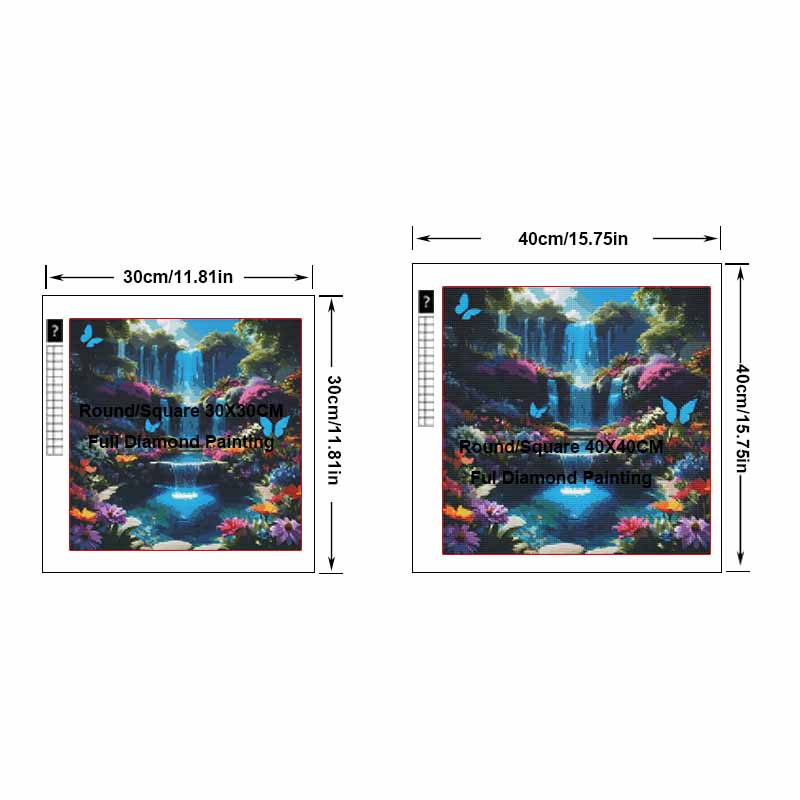 DIY Diamond Painting Canvas Kit for Adults Enchanted Waterfall Butterflies Rhinestone Craft for Stress Relief Living Room Wall Decoration Gift