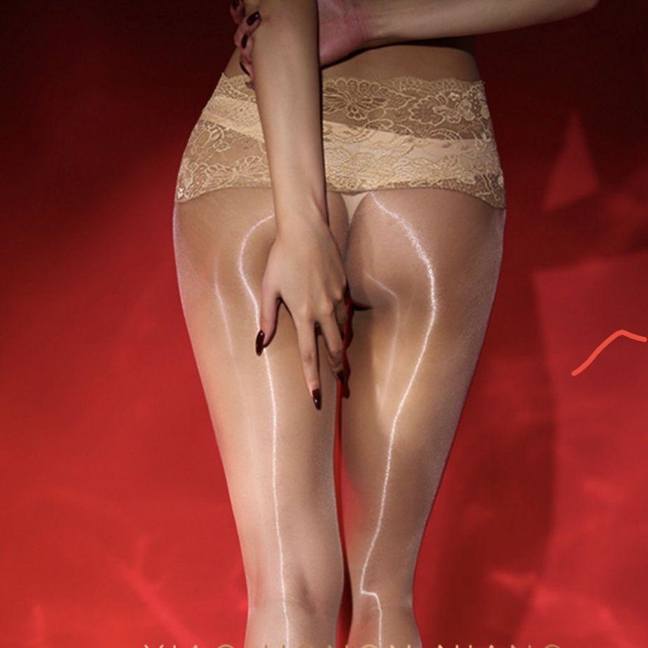 Mu Ruan Aurora Stockings: High-Density, Sexy Lace, Transparent Open Crotch, Shiny Black Silk