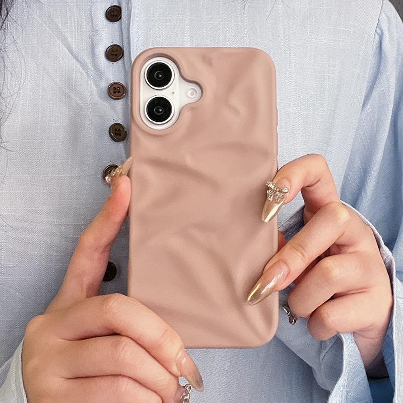 Matte Candy Color Folding Wrinkled Texture Phone Case For For Iphone 16 1 14 13 12 11 Pro Max 16 Plus Shockproof Soft TPU Cover