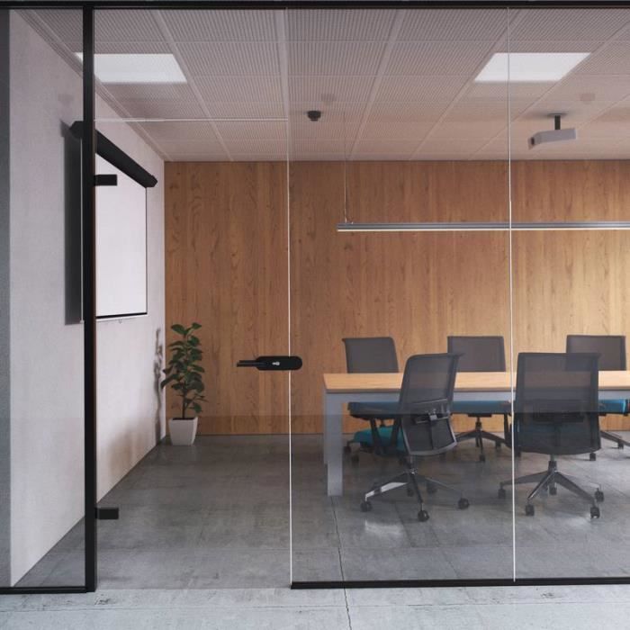 Serrure pour portes en verre doubles 8-12mm - emuca - loquet horizontal - acier et aluminium - noir