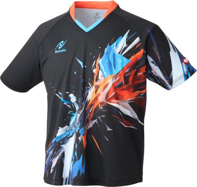Nittaku Table Tennis Game Table Tennis Stretchy Bright Burst Size L Shirt, J.T.T.A (Japan Association) Approved, Unisex, Moisture-Wicking,
