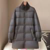 2026 Spring Women's White Duck Down Jacket - Stand Collar, Puffy, Warm Outerwear
