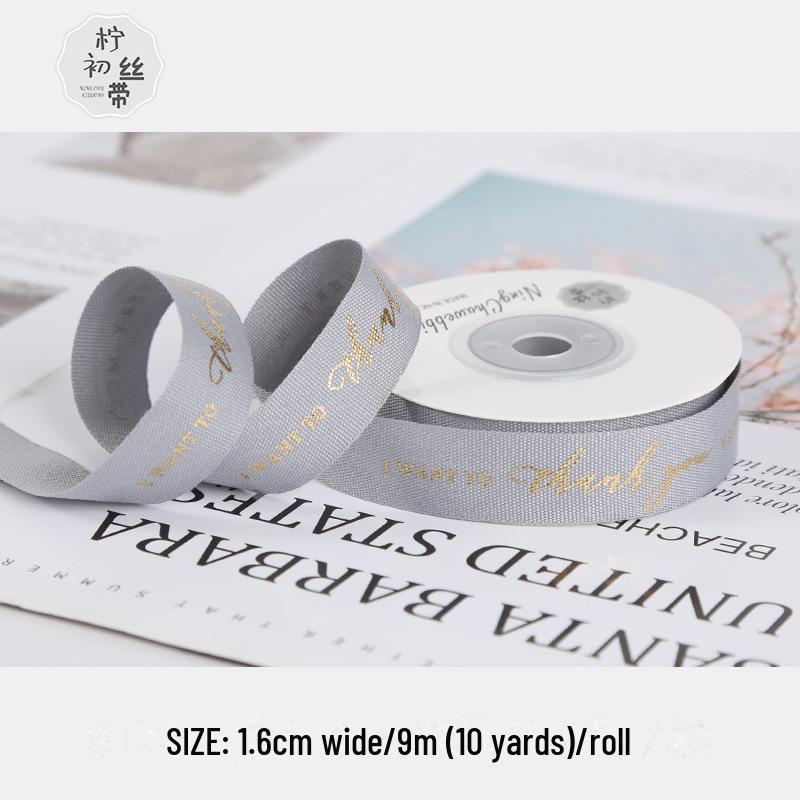 Gold-Stamped Cotton Ribbon for DIY Bows and Holiday Packaging