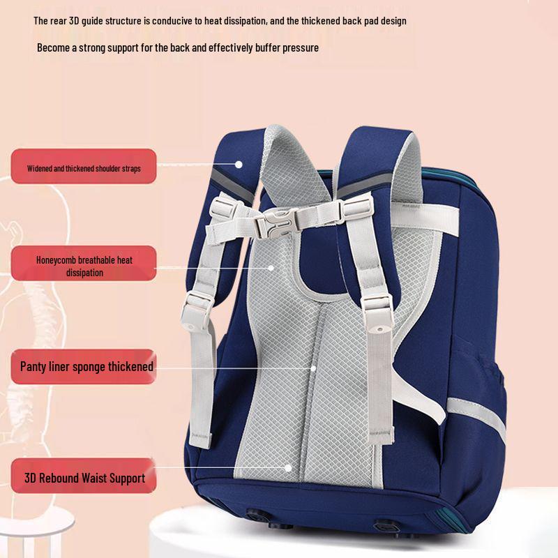 Rucksack mit großem Fassungsvermögen und Rückenschutz für Jungen und Mädchen der Klassen 1-6