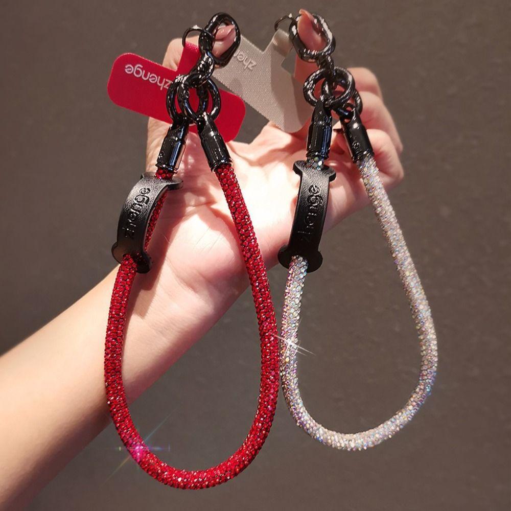 Fashion Diamond Mobile Phone Lanyard Nylon Anti-lost Phone Wrist Straps Simple Universal Phone Chain