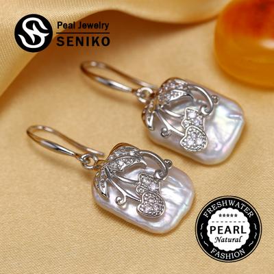 SENIKO Orecchini di perle barocche di grandi dimensioni d'acqua dolce naturale Orecchini pendenti di perle di zirconi cubici di moda per gioielli da donna