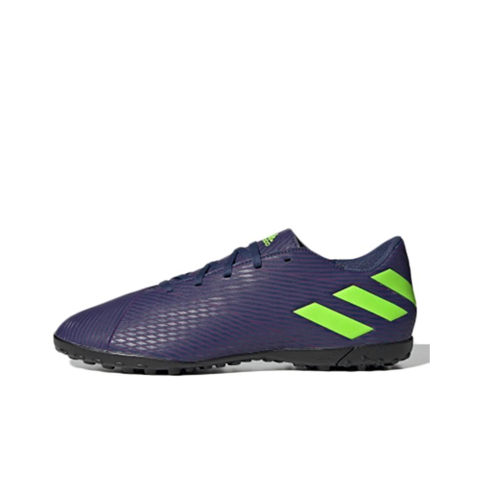 Adidas Messi 19.4 Round Toe Comfortable TF (Rubber Studs) Hard Ground Artificial Grass Soccer Shoes Men Soccer Shoes Purple Green EF1805