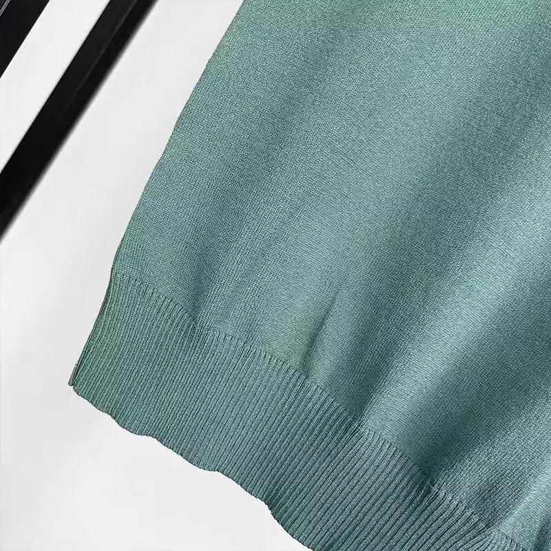 Herren Sommer Slim Gestreiftes Kurzarm-Poloshirt - Trendiges, lässiges Strick-T-Shirt mit Revers in Kontrastfarbe