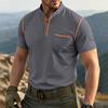 Men's Short Sleeve Henley Shirt Casual Lightweight Polo Style T Shirt with Button Placket and Chest Pocket for Everyday Wear