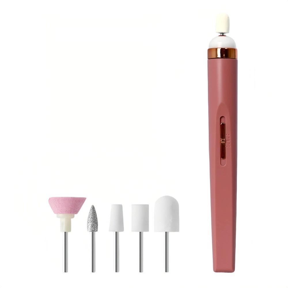 Rechargeable 5 in1 Nail Polishing Machine with LED Light Dual-speed Polishing Electric Nail Grinder 5 Grinding Heads