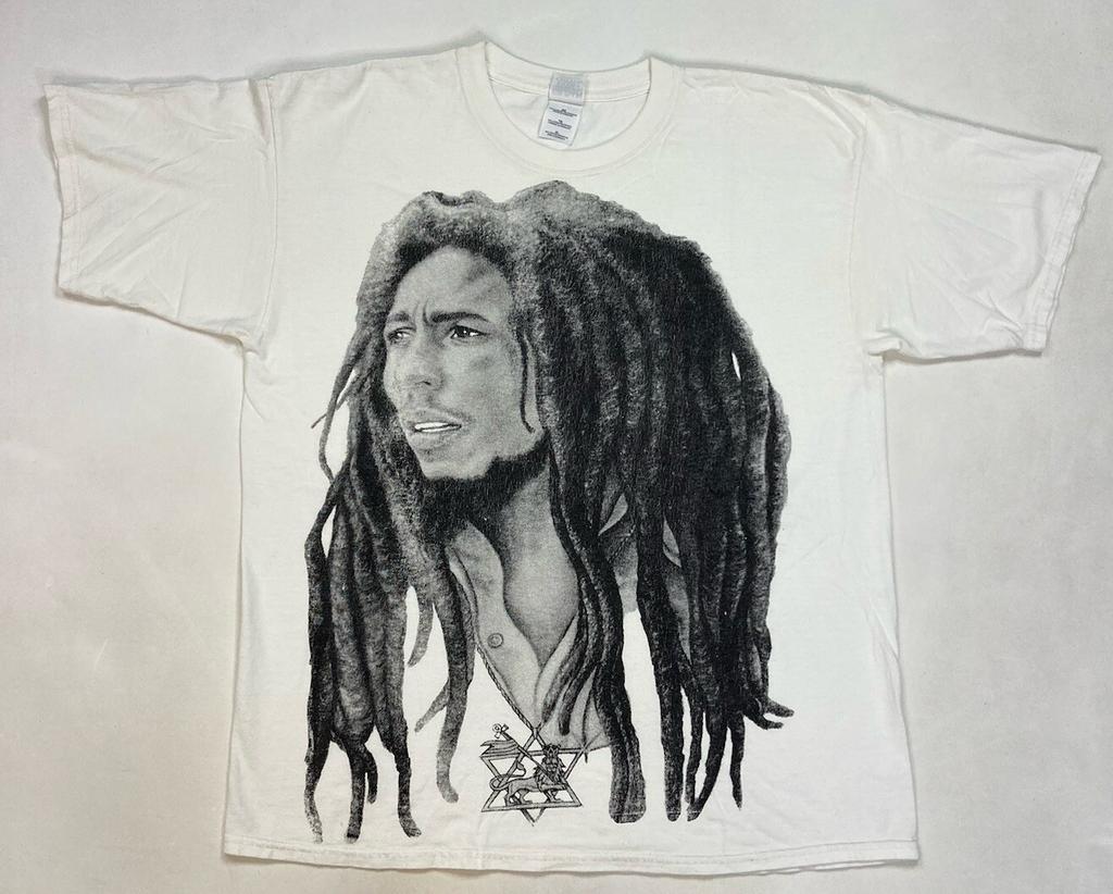 VINTAGE Bob Marley Graphic T-shirt Men XL White Short Sleeve Rare Big Face 90s