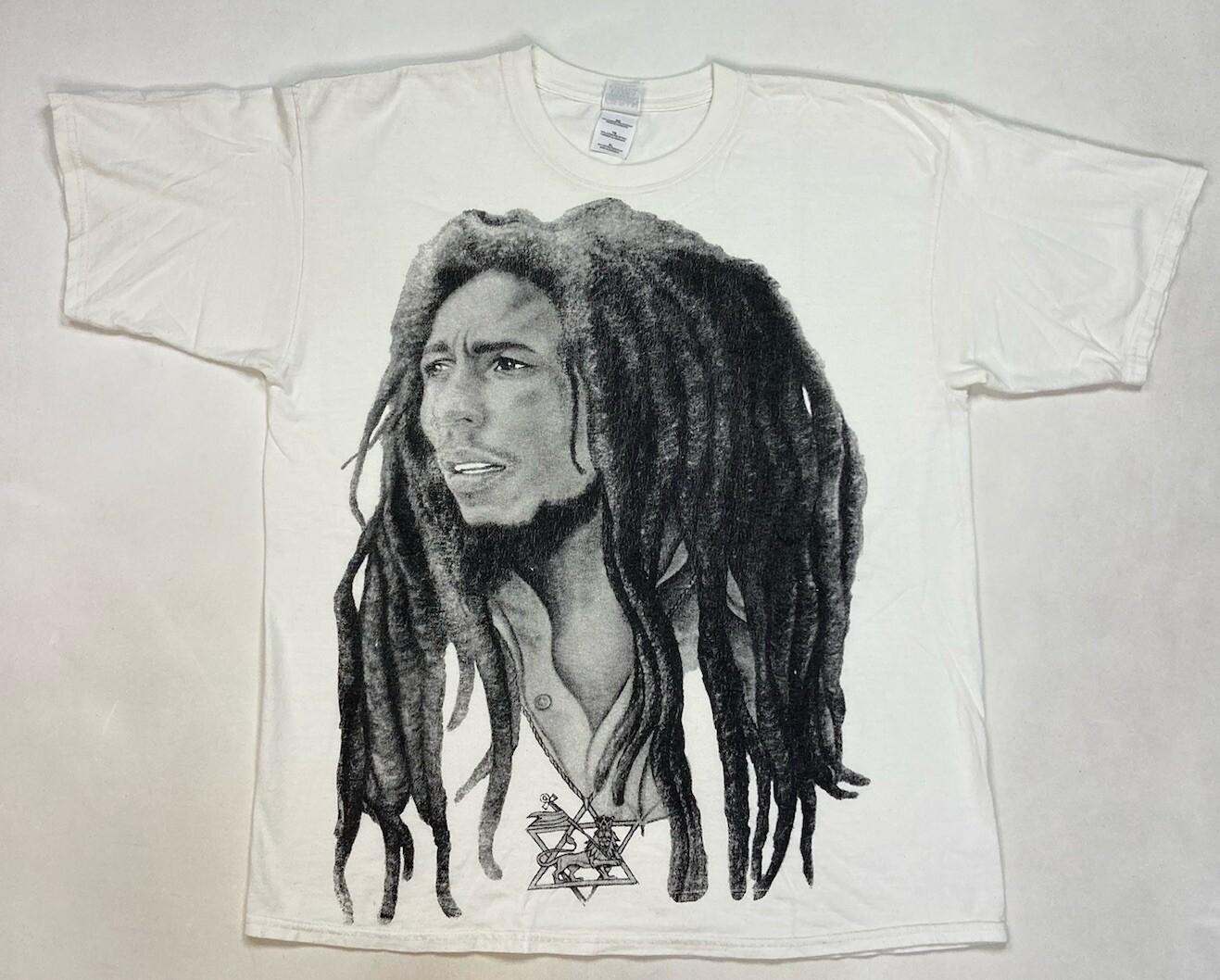 VINTAGE Bob Marley Graphic T-shirt Men XL White Short Sleeve Rare Big Face 90s XXL