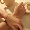 Fashion 18K Gold Plated Stainless Steel Zircon Ring Bracelet for Women Individualistic Daily Wear Waterproof Finger Chain