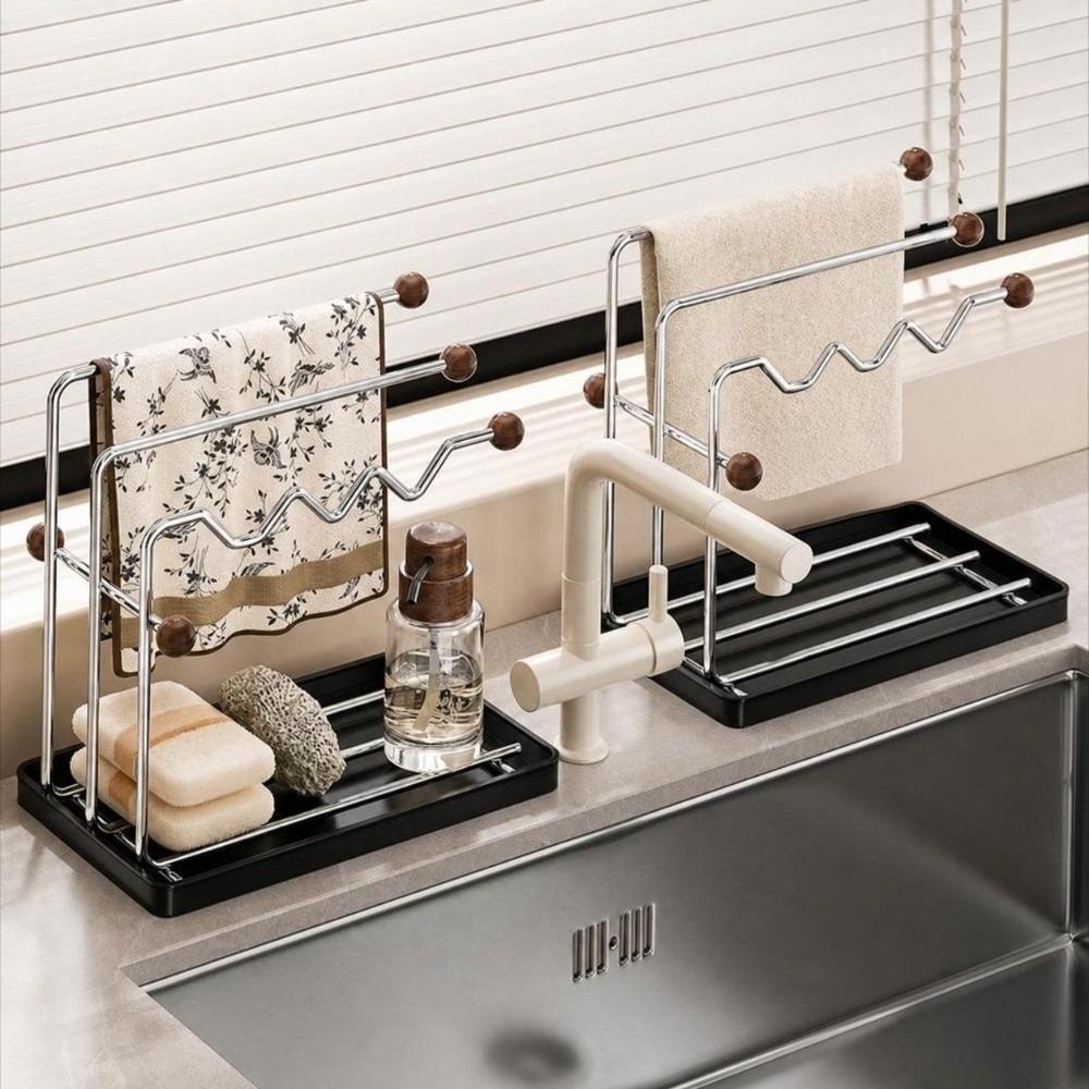Drainage Tray Dishcloth Towel Holder Countertop Design Multifunctional Drying Rack  Home Kitchen