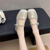 2025 Small Leather Shoes New Versatile Single Shoes Doudou Shoes Spring and Summer French Retro Mary Jane Shoes Women's Light Mouth Silver
